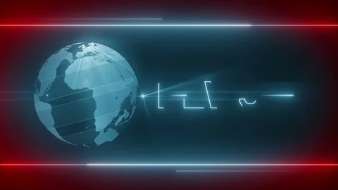 Globe and light news backgorund 4K green red Stock Footage 113443286