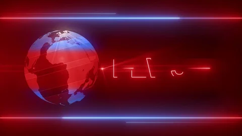 Globe and light news backgorund 4K red blue Stock Footage 113443371