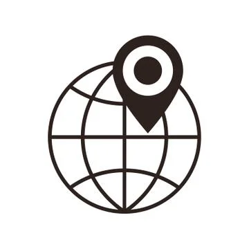 Globe and map pin icon Stock Illustration