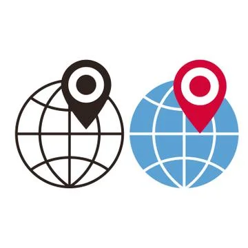 Globe and map pin icons Stock Illustration