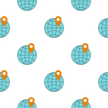 Globe and map point pattern seamless Stock Illustration
