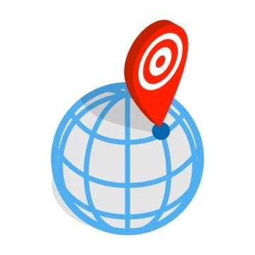 Globe and map pointer icon, isometric 3d style Illustrazione stock