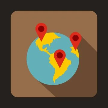 Globe and map pointers icon Stock Illustration