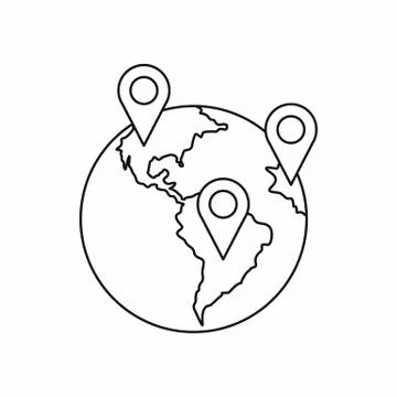 Globe and map pointers icon Illustrazione stock