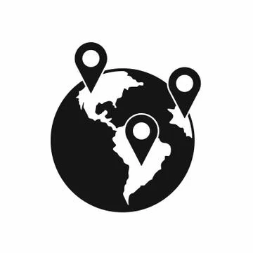Globe and map pointers icon Illustrazione stock