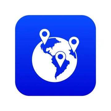 Globe and map pointers icon digital blue イラスト素材