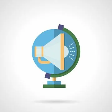 Globe and megaphone flat color vector icon イラスト素材