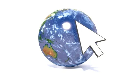 Globe and mouse cursor on white background Stock Footage 147702135