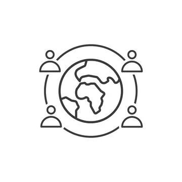 Globe and people, icon, vector illustration. Stock Illustration