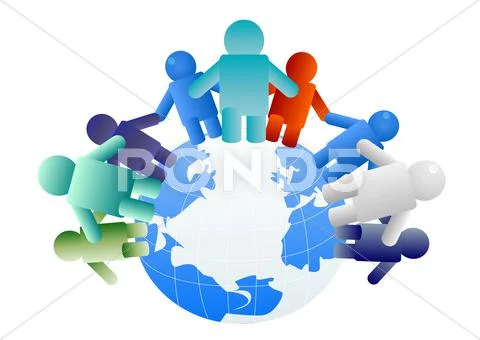 Globe and people Stock Illustration