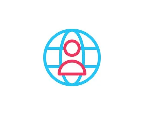 Globe and person icon vector illustration EPS 10. Isolated blue globe icon an Stock Illustration