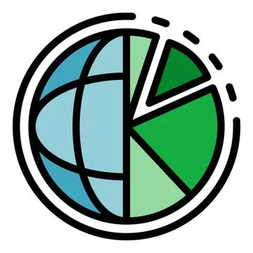 Globe and pie chart icon color outline vector Illustrazione stock