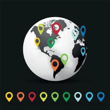 Globe and pin pointer location Stock Illustration
