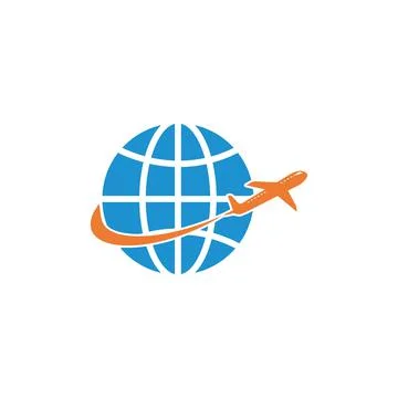 Globe and plane  icon vector design Stock Illustration