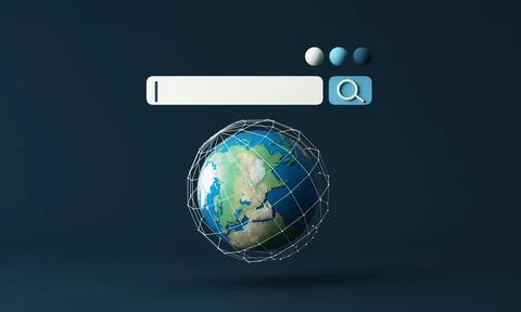 Globe and search bar minimal internet concept in the new world concept and wi Stock Illustration
