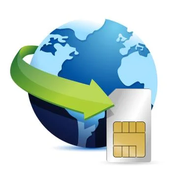 Globe and sim illustration design over a white background Illustrazione stock