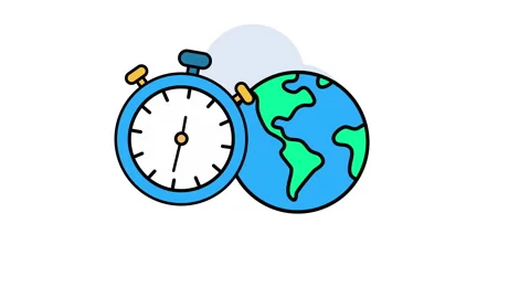 Globe and stopwatch icon animation. 4K motion animation. Stock Footage 299820063