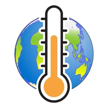 Globe and thermometer warm level - Vector Illustration Stock Illustration