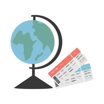 Globe and tickets on a white background for use in the clipart Stock Illustration
