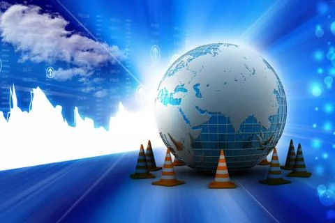 Globe and traffic cone Stock Illustration