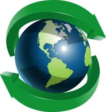 Globe and two green arrows Stock Illustration