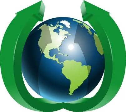 Globe and two green arrows top Illustrazione stock