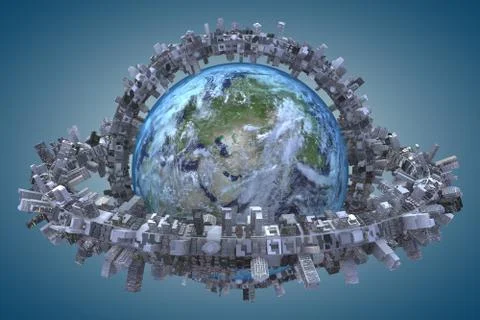 Globe and urbanization. "Elements of this image furnished by NASA" Stock Illustration