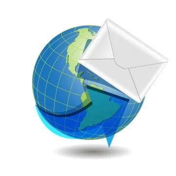 Globe and white envelope Stock Illustration