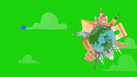 Globe animation 2 green bg Stock Footage 274306789