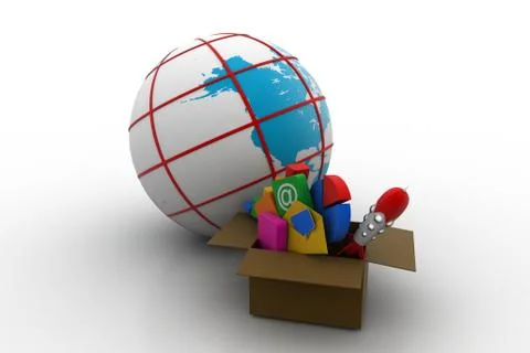 Globe with apps Stock Illustration