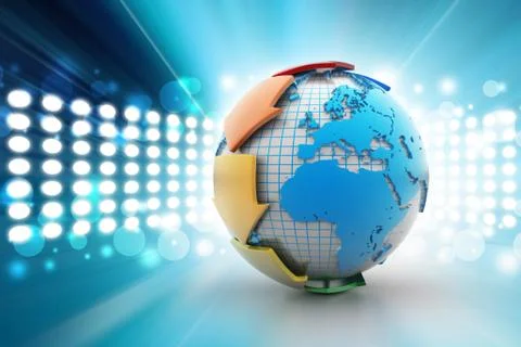 Globe around with arrow Stock Illustration