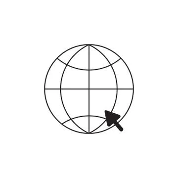 Globe with arrow icon. Go to web symbol. World planet with cursor sign in out Stock-Illustration