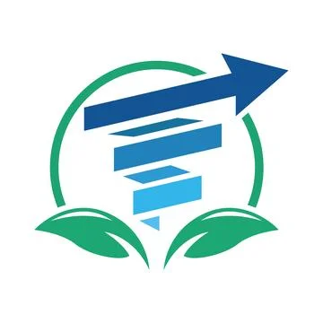 Globe arrow point technology logo vector leaf icon Stock Illustration