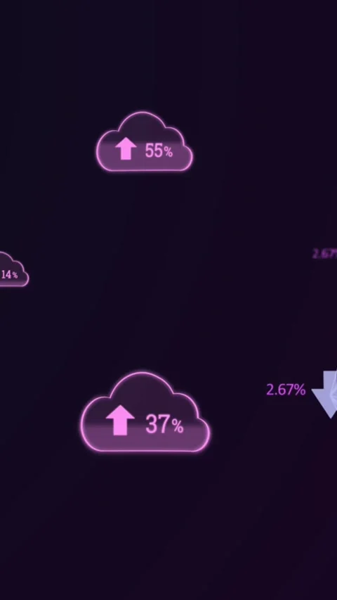 Globe of arrows against multiple cloud icon with increasing percentage Stock Footage 343497305