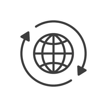 Globe with arrows icon on white background Stock Illustration