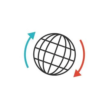 Globe with arrows line icon for web, mobile and infographics. Vector dark grey Stock Illustration