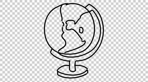 Globe Atlas earth world map sketch hand drawn illustration animation transparent Stock Footage 43662352