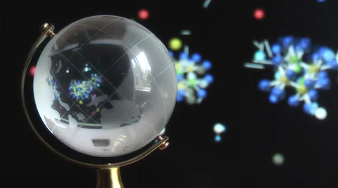 Globe on background of the formation of molecules Stock Footage 39540153
