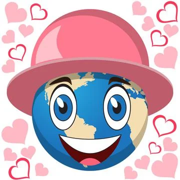 Globe on the background of hearts. Stock Illustration