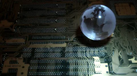 Globe on the background of the motherboard Video stock 18194479
