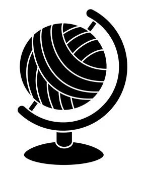 Globe - ball, ball of yarn on a globe stand - vector silhouette image for logos Illustrazione stock