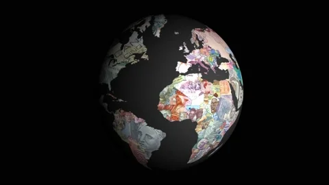 Globe of Banknotes Featuring the Currency of Each Country Stock Footage 213071970