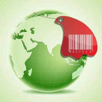 Globe with barcode Illustrazione stock