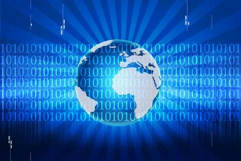 Globe on binary background Illustrazione stock