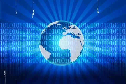 Globe on binary background Illustrazione stock
