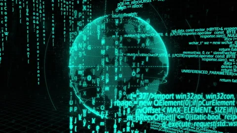 Globe with binary code and data processing animation over digital matrix Stock Footage 304483631