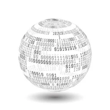 Globe with binary code. Ball of binary code. Digital technology. Data Sorting Stock Illustration
