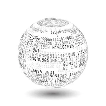 Globe with binary code. Ball of binary code. Digital technology. Data Sorting Stock Illustration