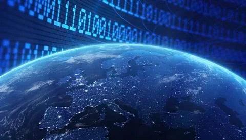 The globe with binary code Stock Illustration