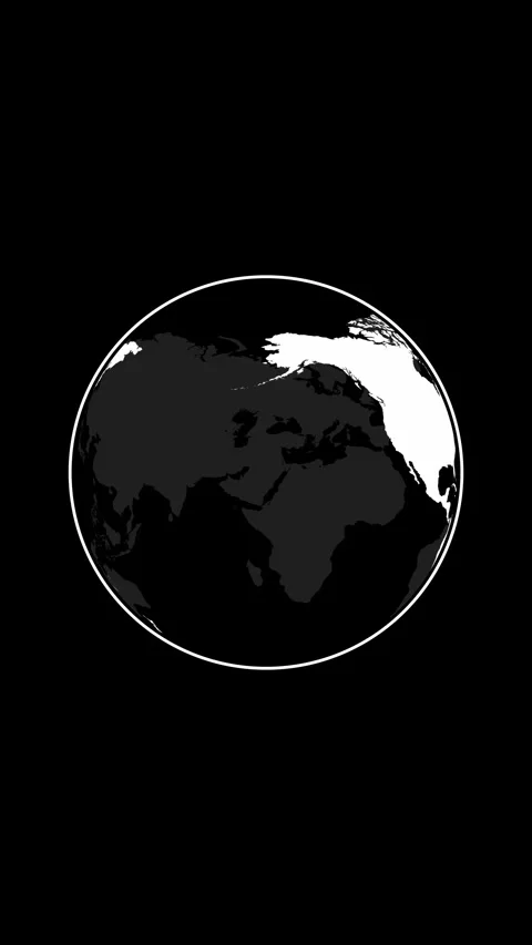 Globe on black background. 3D amination. Rotating. Vertical Stock Footage 327117054